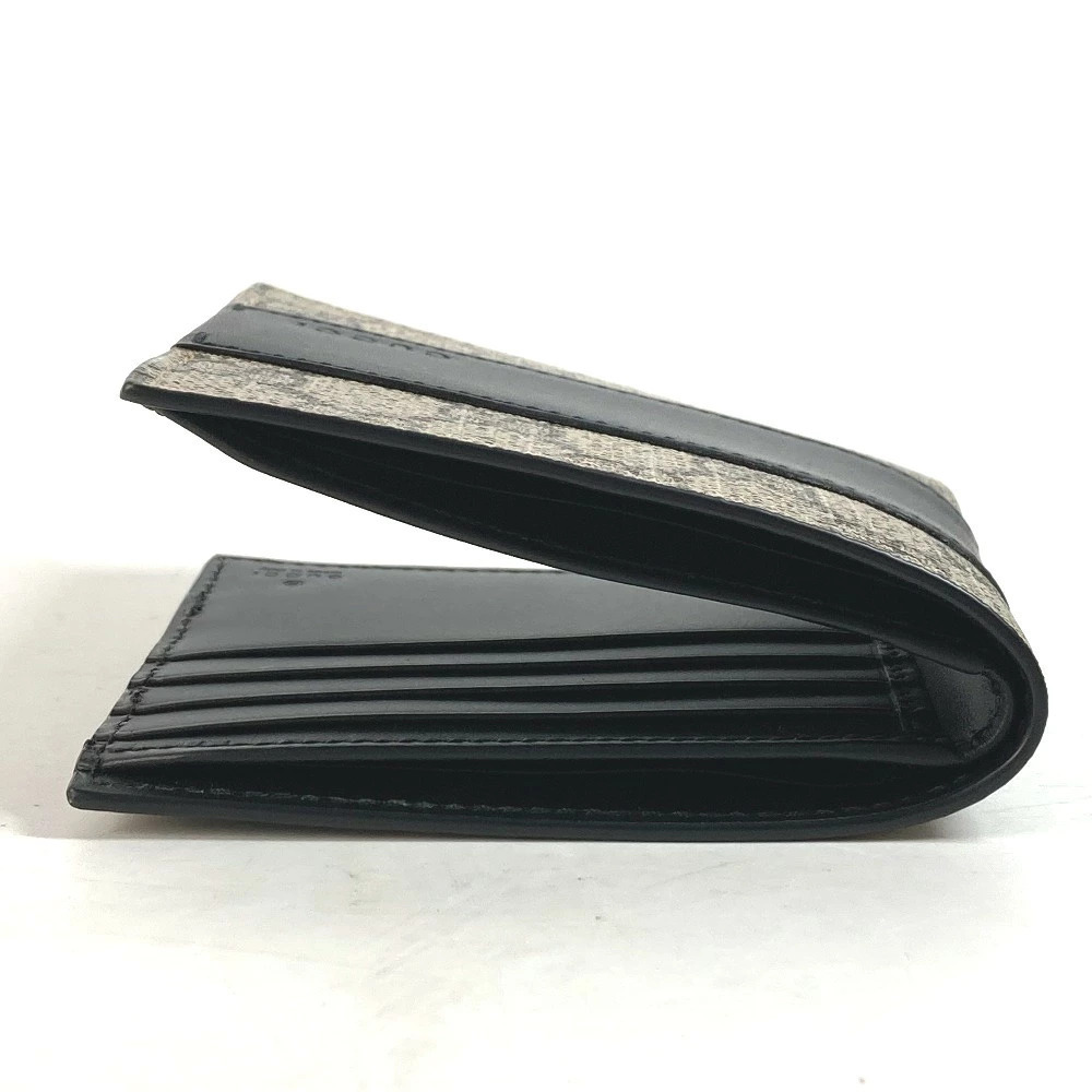 GUCCI GG Supreme Eden Billfold Compact Wallet Bi fold Canvas Black Beige - Picture 5 of 8
